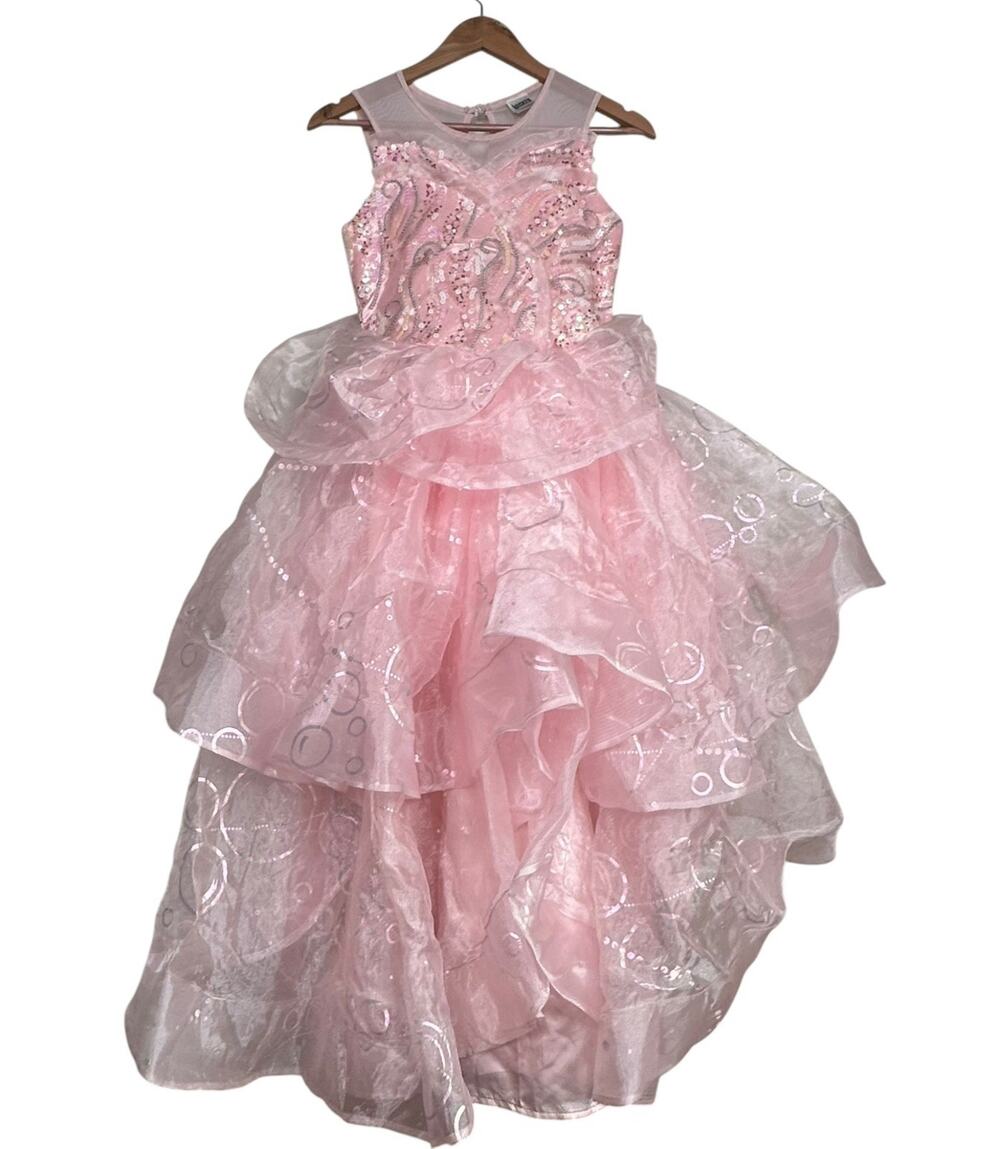 Spirit Halloween Girls Wicked Movie Deluxe Glinda Costume Dress Crown Wand Large